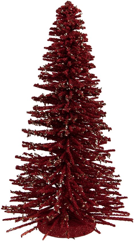 Clayre & Eef Décoration de Noël Image Sapin de Noël Ø 17x30 cm Rouge Bois