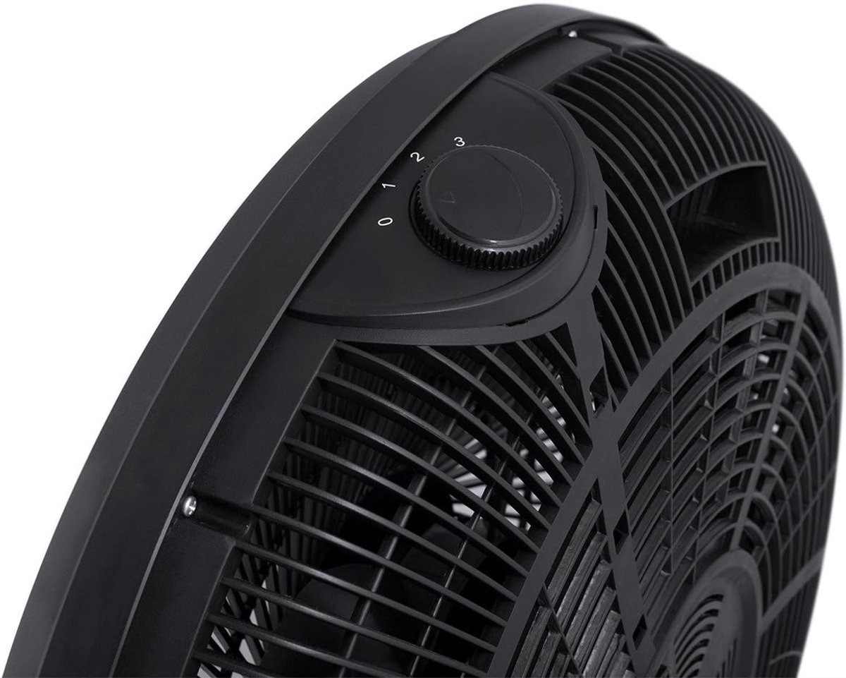Zwarte Vloerventilator 80 W - Verstelbare Helling en Sterke Luchtcirculatie