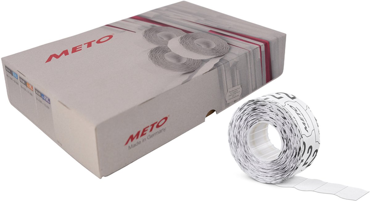 METO etiketten voor prijstang, 32 x 19 mm, wit