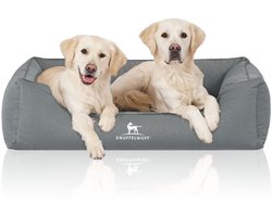 Knuffelwuff orthopedisch waterafstotend hondenbed Leon van velours met handgeweven karakter XL 105 x 75cm petroleumkleurig