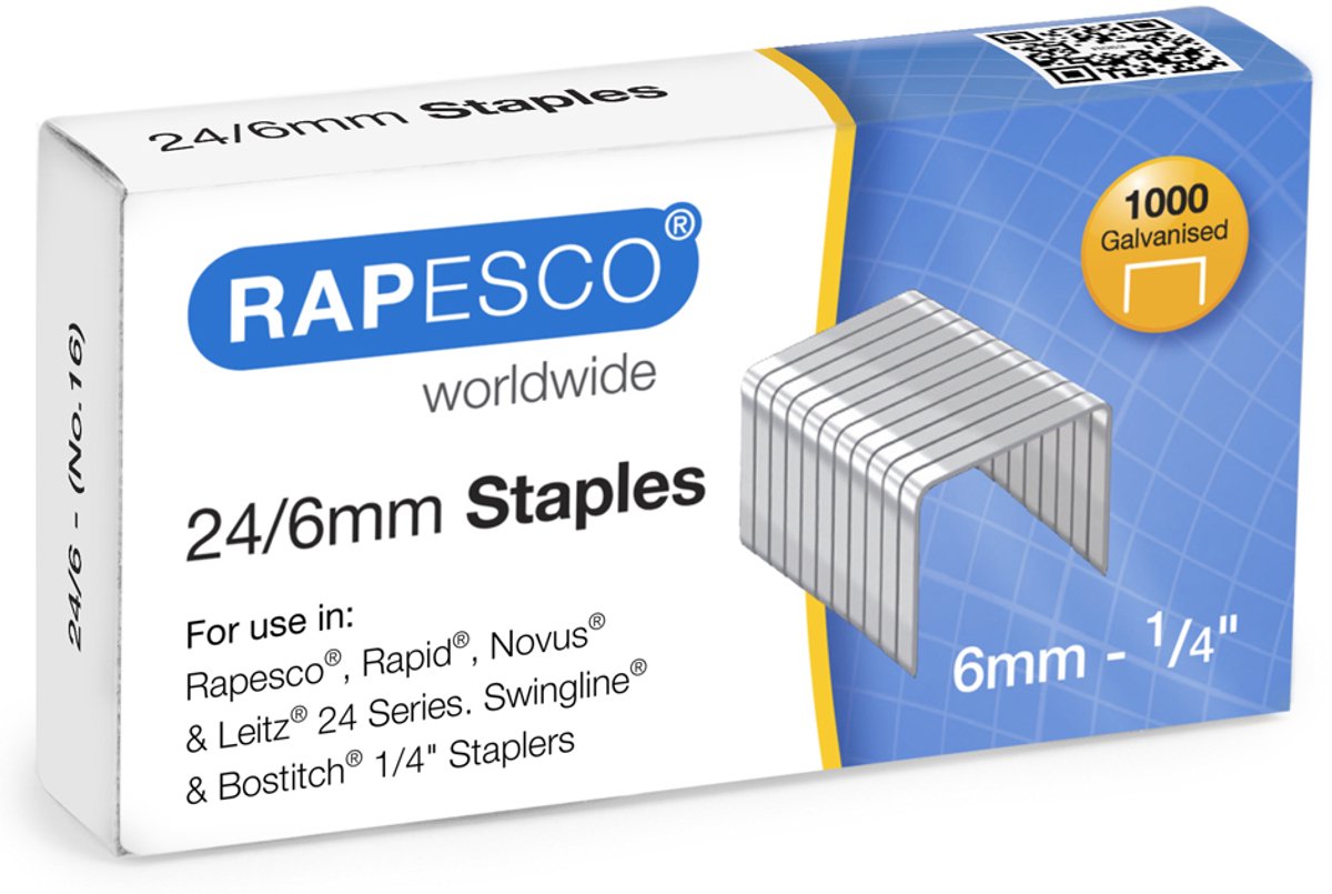 Rapesco nietjes 26/6 mm verzinkt, zakelijk voordeelpak