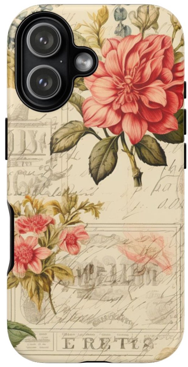 Vintage Bloemenpatroon met Vlinders – Telefoonhoesje Geschikt voor iPhone 17