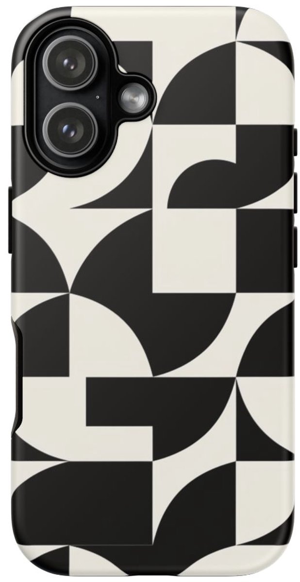 Zwart-Wit Geometrisch Abstract Patroon – Telefoonhoesje Geschikt voor iPhone 17