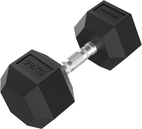 Tunturi Platinum Hexa Dumbbell - Rubber - 1x 20kg - Zwart