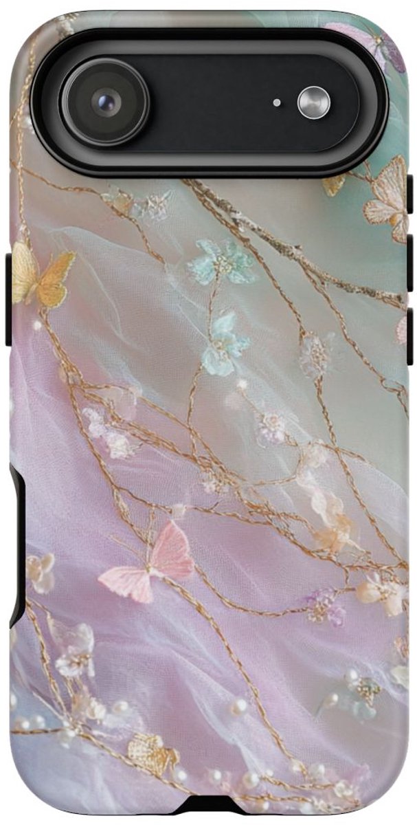 Pastel Vlinders en Parelborduursel – Telefoonhoesje Geschikt voor iPhone 17 Air