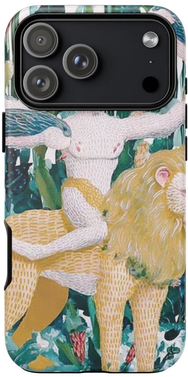 Man met Vogels op Leeuw in de Jungle – Telefoonhoesje Geschikt voor iPhone 17 Pro Max