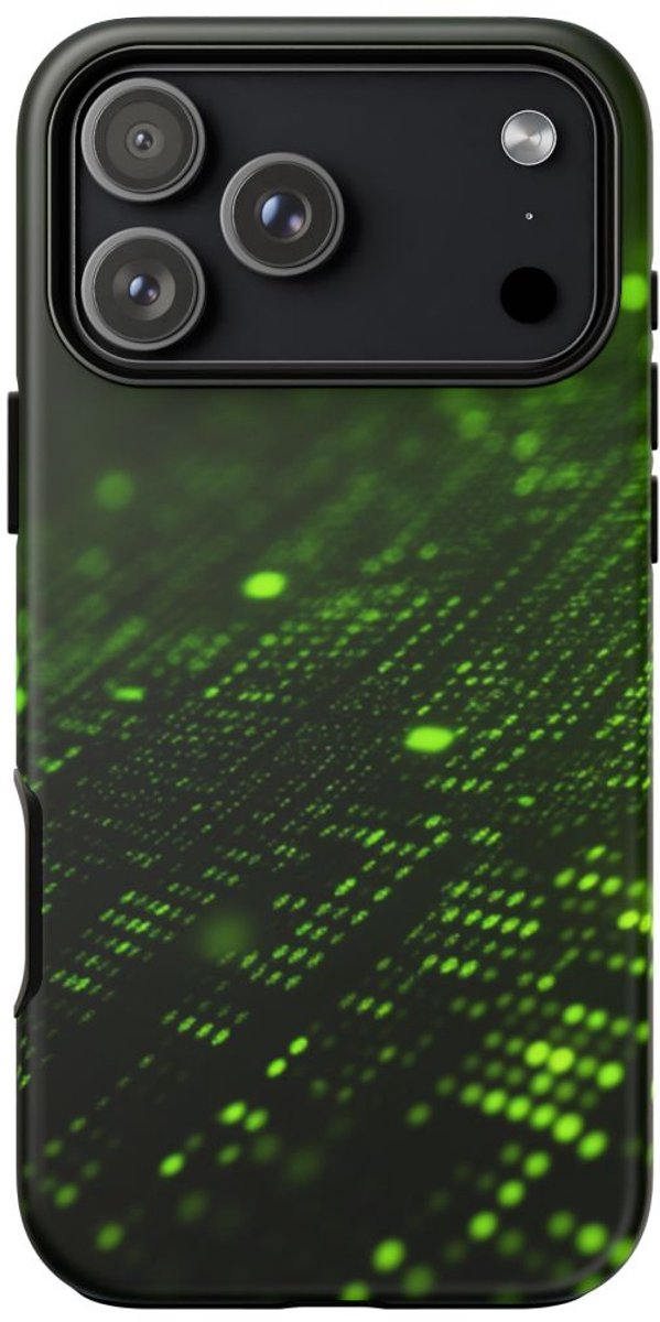 Digitale Groene Cyber Raster Abstract – Telefoonhoesje Geschikt voor iPhone 17 Pro Max