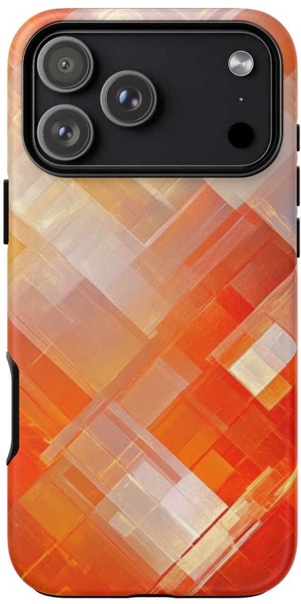 Abstract Geometrisch Oranje Patroon – Telefoonhoesje Geschikt voor iPhone 17 Pro Max