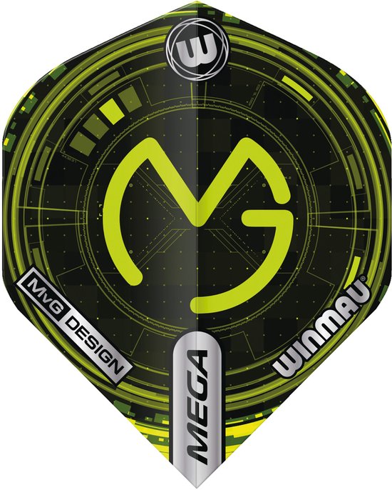 WINMAU - Mega Standard Michael Van Gerwen MvG Logo Tech Groen Standard Dartvluchten - 1 set per pakket (3 vluchten in totaal) van Winmau — afbeelding 2