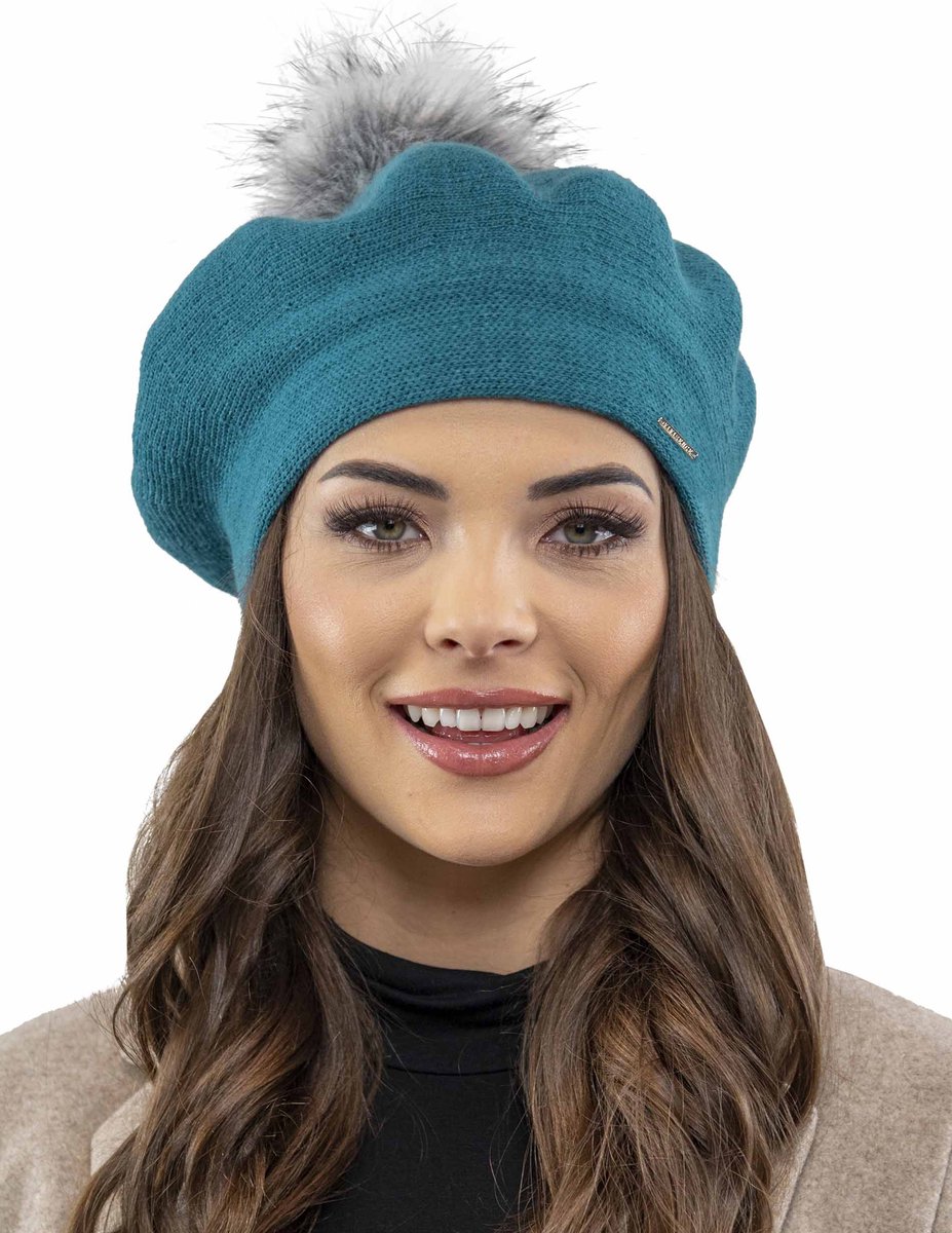 Vivisence Dames Winter Baret En Sjaal Set - Wolmix Met Wol En Acryl Met Pompon Van Imitatiebont - Zacht Comfort Voor Koude Dagen Elegant Bij Alledaagse En Chique Outfits Afmetingen Sjaal 166 X 29 Cm - Turkoois — cadeau in Mode & Accessoires - foto 5