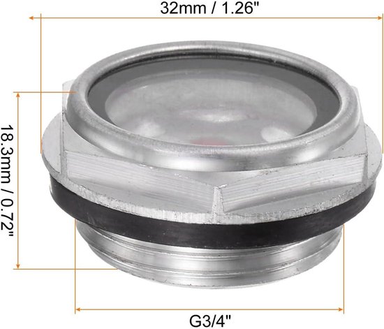 QUARKZMAN 2 stuks glazen oliecontrolelampjes, luchtcompressor, M33 x 1