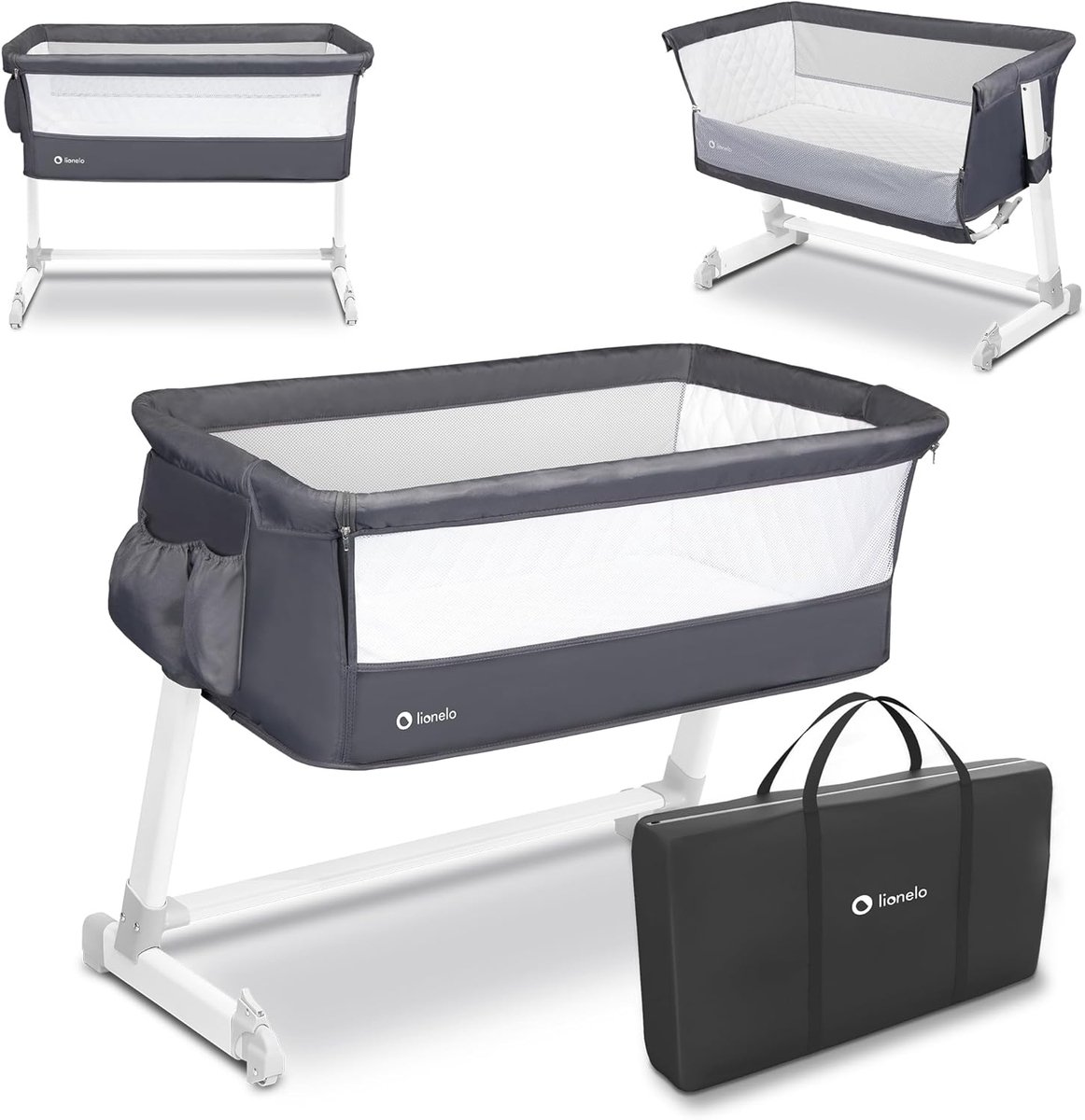 Image of 2 in 1 Co-Sleeper en Reisbedje Voor Baby - Hoogte Verstelbaar, Comfortabel Met Muskietennet