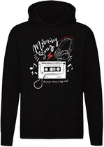Retro Muziek Hoodie - unisex - cassettebandje - koptelefoon - old school - vintage - trui