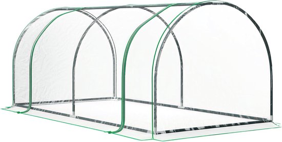 Outsunny Tunnelkas, oprolbare deur en ramen, verzinkt stalen frame, 2x3x2m, Groen