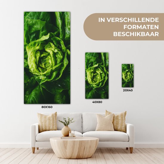 Tableau sur toile 40x80 cm - Décoration murale exclusive Légume - Laitue - Vert - Décoration murale salon - Décoration chambre - Accessoires chambre - Peintures sur toile