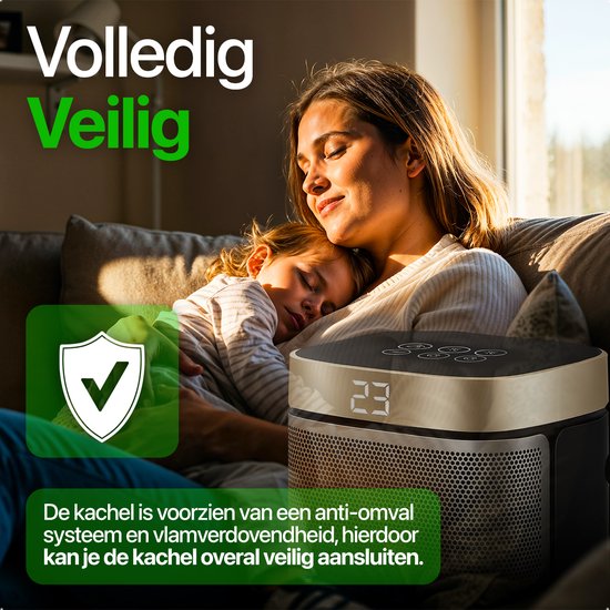 KRAFT Elektrische Kachel - Keramische Ventilatorkachel - Heater - Verwarming Electrisch - 1500W - 70° Draaifunctie