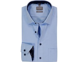 OLYMP Luxor comfort fit overhemd - mouwlengte 7 - structuur - lichtblauw - Strijkvrij - Boordmaat: 48