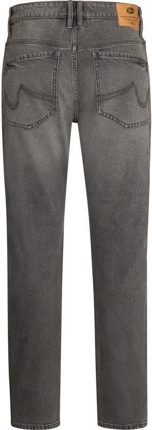 Achterkant van een zwarte jeans voor heren, losse pasvorm.