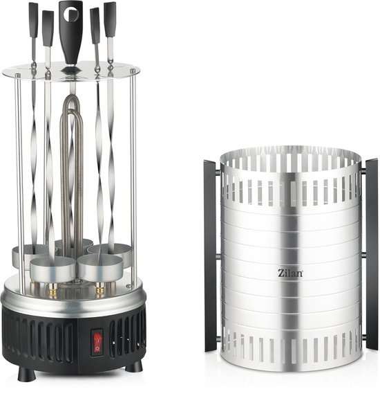 Zilan Verticale BBQ Grill & Elektrische Rotisserie - 900W - Draaibare Spiezen - RVS Kebab Grill voor Vlees, Vis & Groente — afbeelding 3
