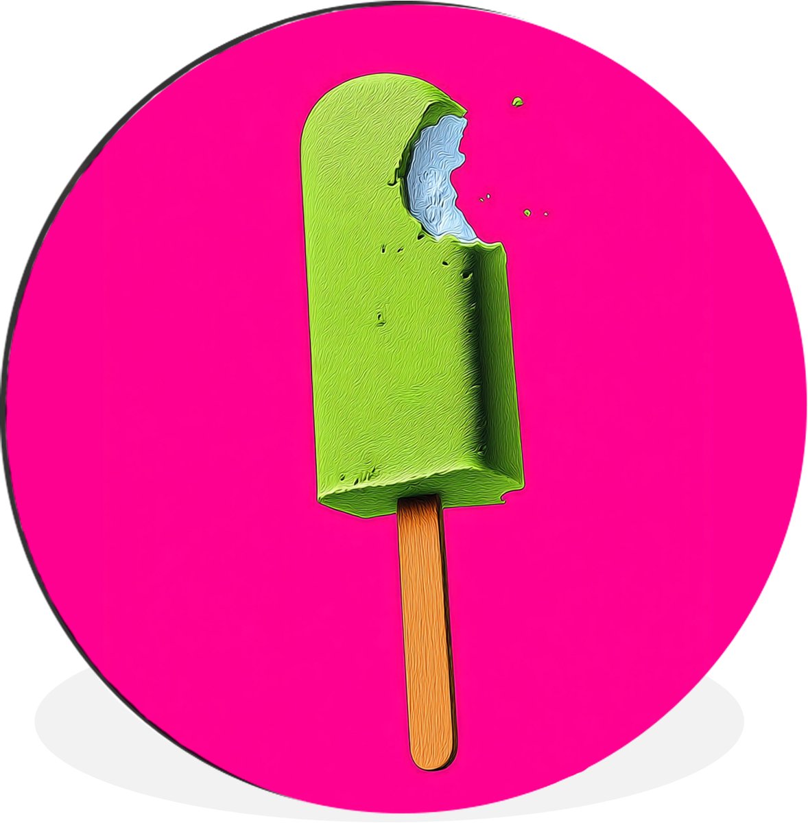 WallCircle Wandcirkel - Muurcirkel - Ijsje - Stokje - Minimalistisch - Groen - Aluminium - Dibond - 60x60 cm - Binnen en Buiten