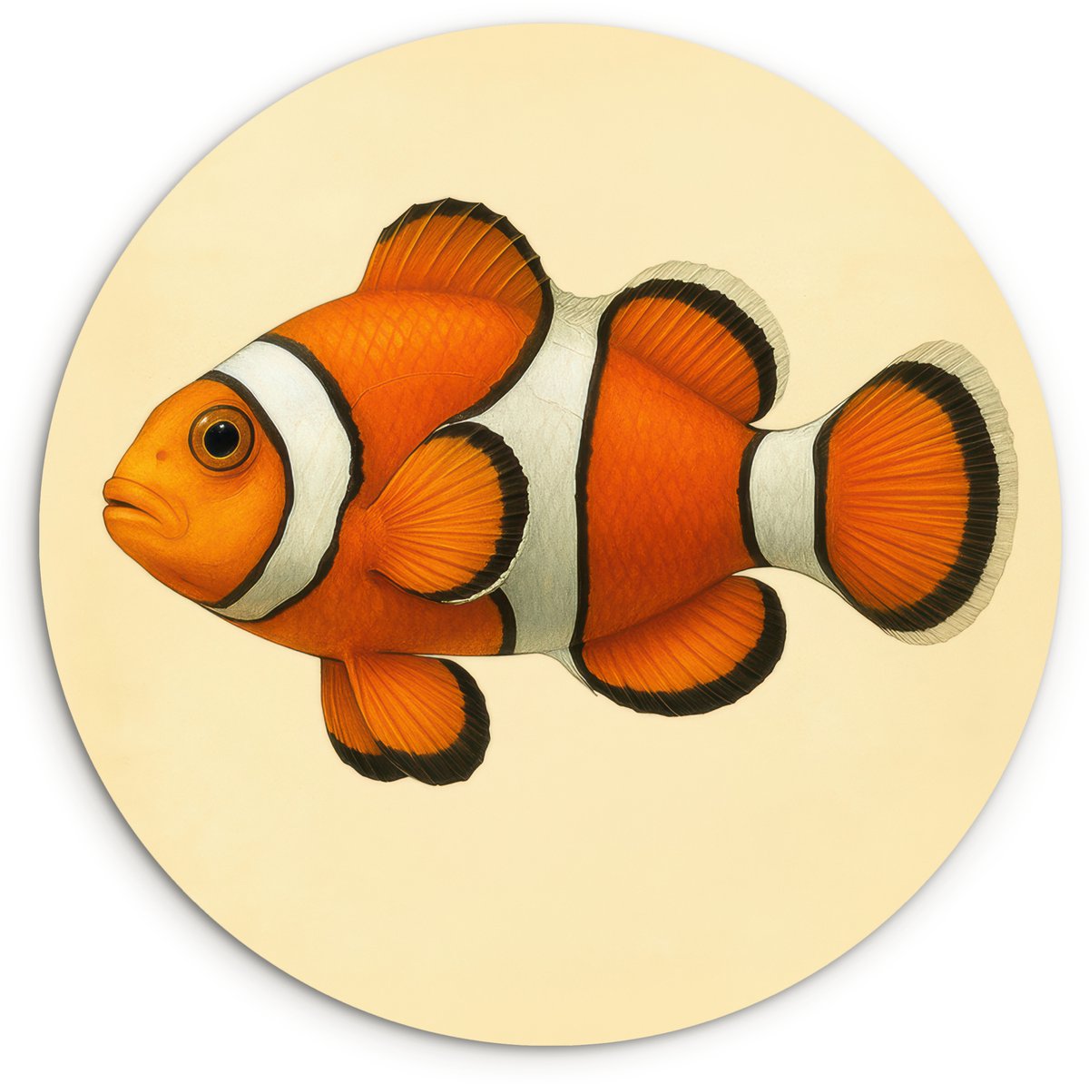 WallCircle Wandcirkel 30x30 cm - Muurcirkel Vis - Oranje - Strepen - Muurdecoratie woonkamer - Wanddecoratie slaapkamer - Kamer decoratie accessoires - Ronde schilderijen