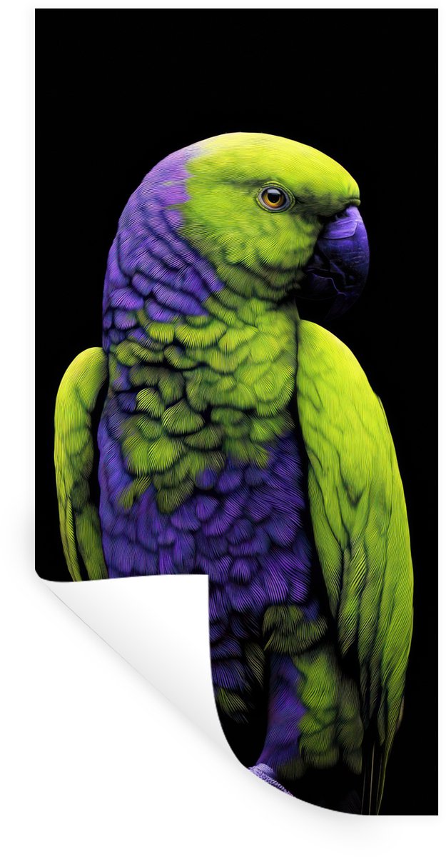 Muurstickers - Sticker Folie - Papegaai - Veren - Opvallend - Groen - 40x80 cm - Plakfolie