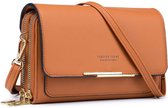 Klein Handy Umhängetasche-Damen PU-Grootte 18x10x6cm-Bruin-Verschillende Draagmethoden