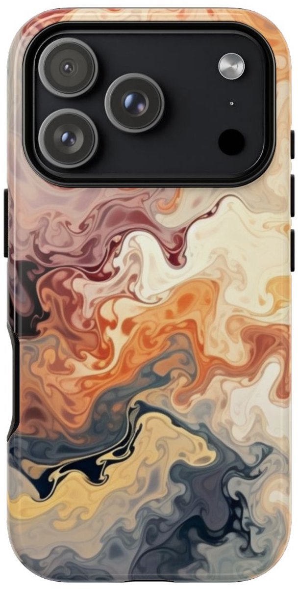 Dynamisch Abstract Oranje-Grijs Patroon – Telefoonhoesje Geschikt voor iPhone 17 Pro