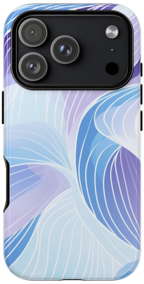 Blauw-Paarse Abstracte Golfpatronen – Telefoonhoesje Geschikt voor iPhone 17 Pro