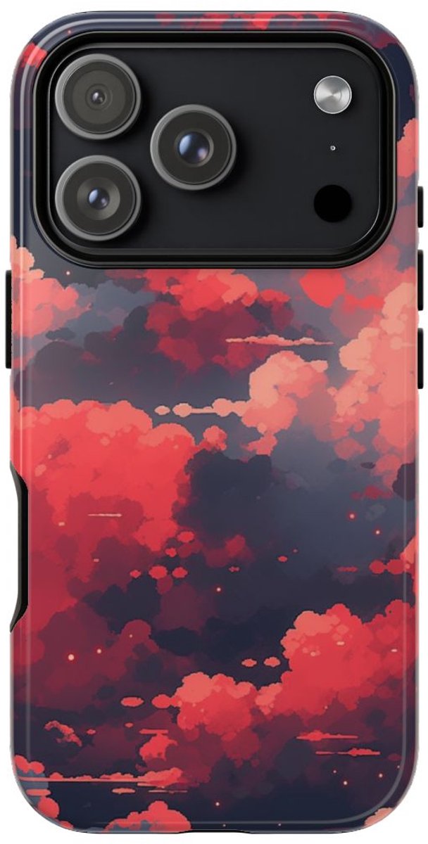 Abstracte Wolkenlucht in Rood en Roze – Telefoonhoesje Geschikt voor iPhone 17 Pro
