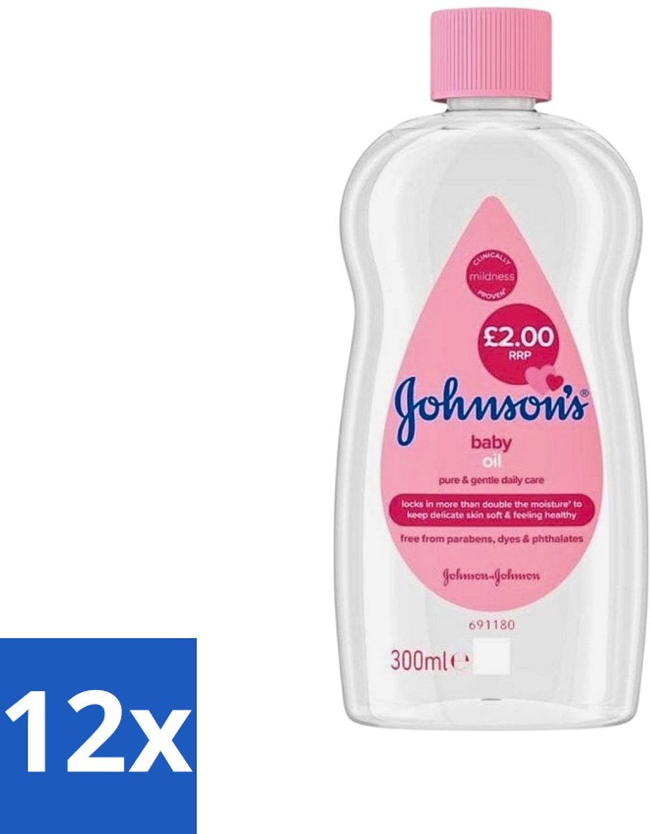 12 x Johnson's - Baby Olie - Puur & Zacht - 300 ml - Babyolie - Babyhuid - Hydratatie - Babymassage - Hypoallergeen