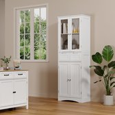 KOMFOTTEU Hoge kast, vitrinekast, hout, keukenkast, badkamerkast met KOMFOTTEU Hoge kast, vitrinekast, hout, keukenkast, badkamerkast met
