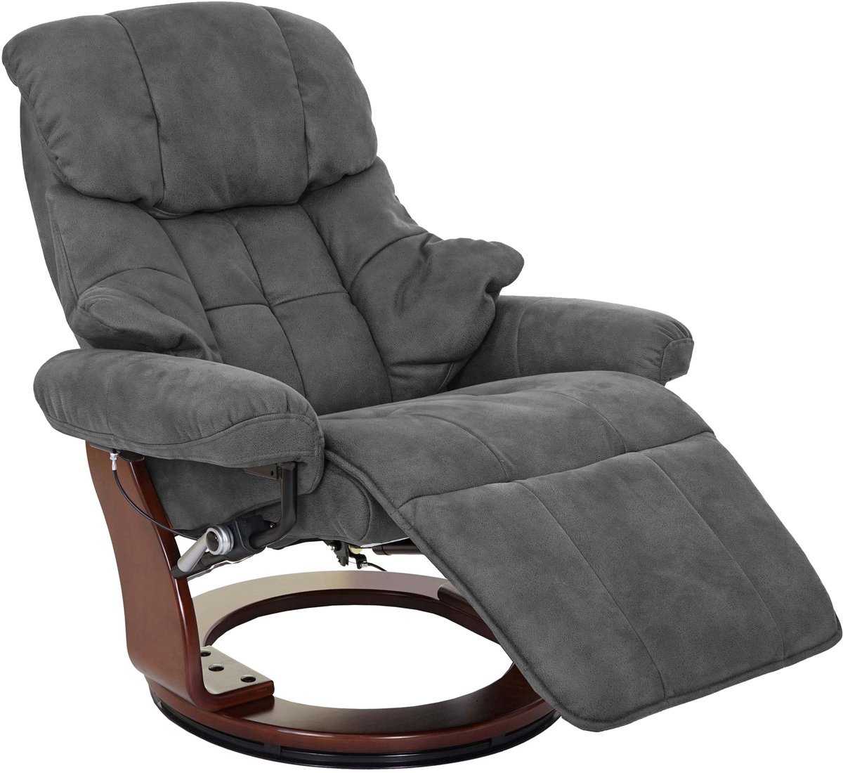 MCA Calgary 2 relaxfauteuil, TV-fauteuil, stof/textiel 150kg belastbaar ~ donkergrijs, walnoot look