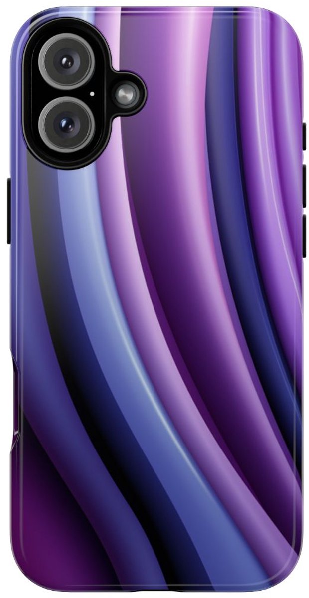 Paars-Blauw Gebogen Abstract Patroon – Telefoonhoesje Geschikt voor iPhone 16 Plus