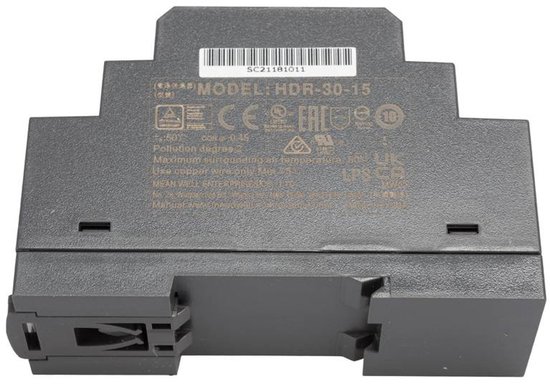 Alimentatore LED MeanWell HDR-15-24 – 24V 15W Su Guida DIN – Driver Professionale IP20 - Foto 2