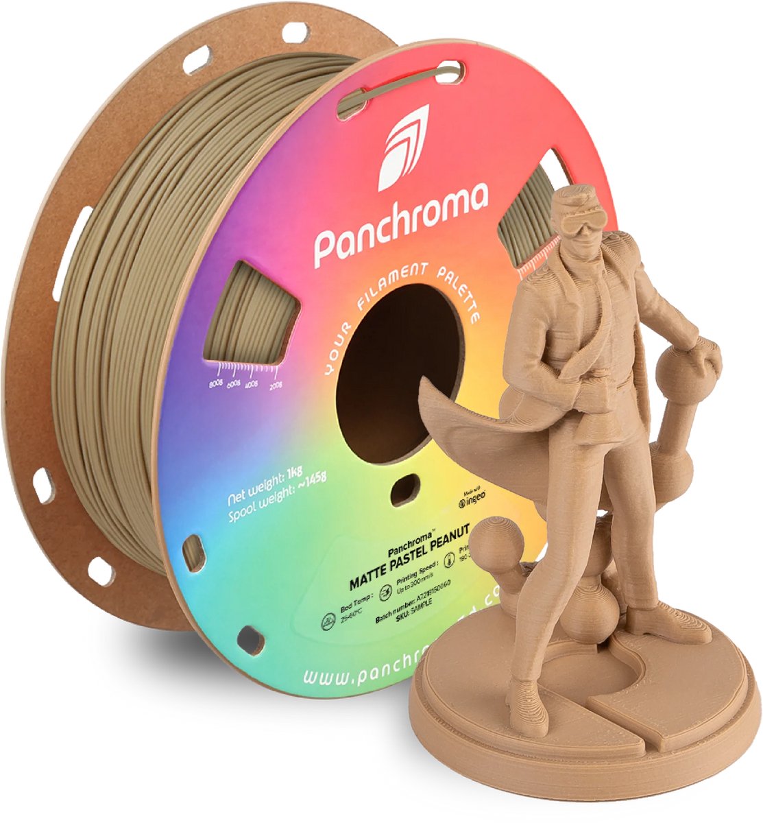 PLA MATTE 1,75mm PASTEL PEANUT 1kg POLYMAKER PANCHROMA PolyTerra 3D FILAMENT