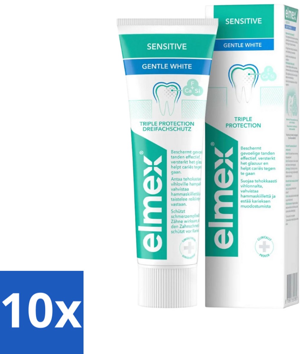 10 x Elmex Tandpasta Sensitive Gentle White 75 ml - Tandpasta - Mondhygiëne - Tanden - Tandvlees - Glimlach
