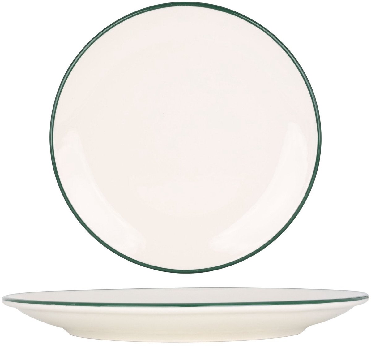 Rinart Dinerbord - Green Edge - Porselein - 27 cm - set van 6