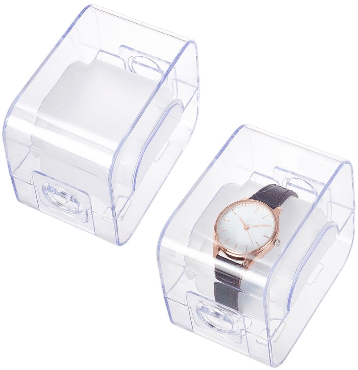 2pcs Acrylic Watch Case Clear Watch Display Stand Acrylic Watch Organizer Box for Watch Jewelry Display Men Women Home Travel Father