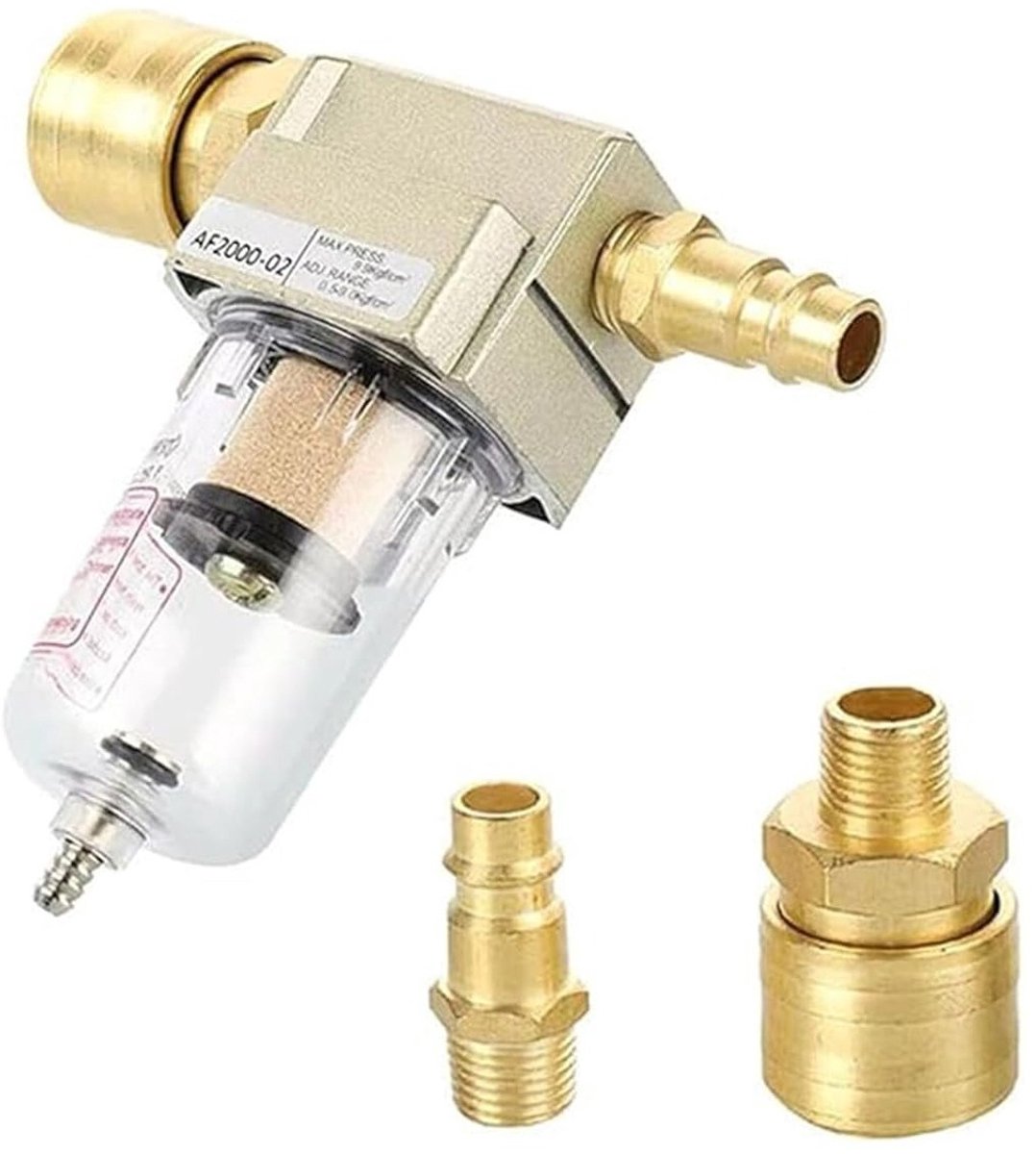 EXCITAT Persluchtfilter - Olie-waterafscheider - Perslucht-waterafscheider - 1/4 inch - met snelkoppeling - één stuk
