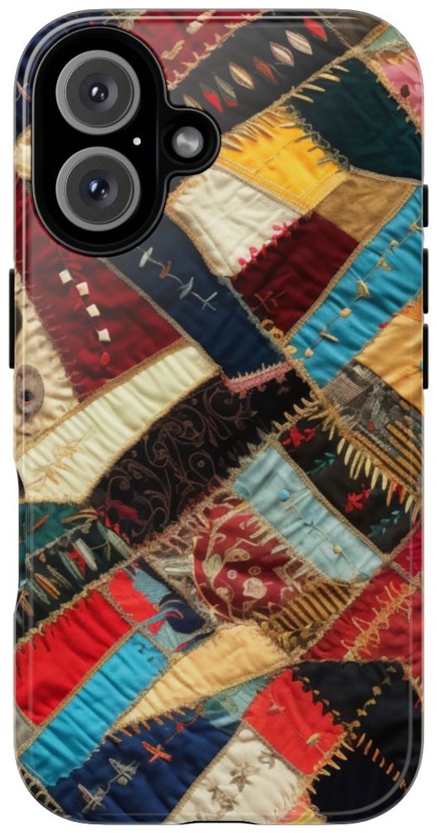 Kleurrijk Patchwork Quilt Design – Telefoonhoesje Geschikt voor iPhone 16