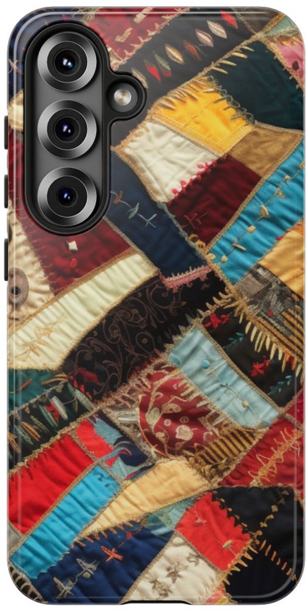 Kleurrijk Patchwork Quilt Design – Telefoonhoesje Geschikt voor Samsung Galaxy S25