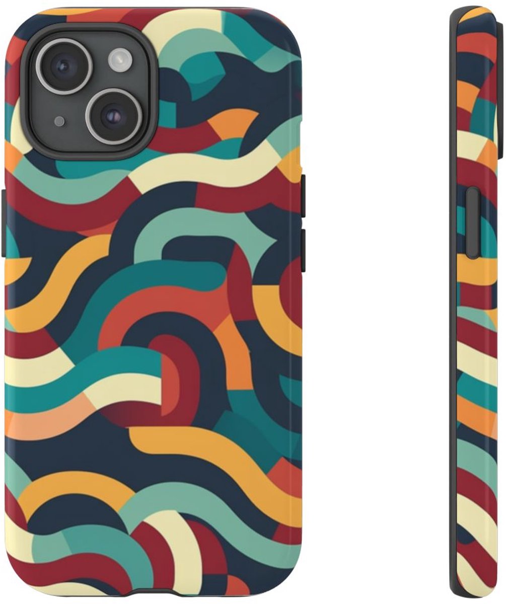 Kleurrijk Abstract Golvend Patroon – Telefoonhoesje Geschikt voor iPhone 15