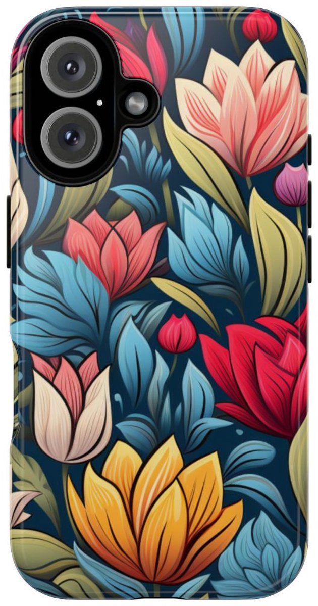 Kleurrijk Bloemenpatroon – Telefoonhoesje Geschikt voor iPhone 16