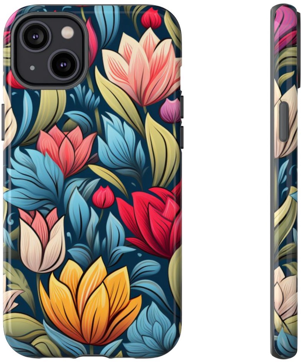 Kleurrijk Bloemenpatroon – Telefoonhoesje Geschikt voor iPhone 14 Plus