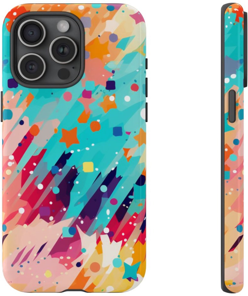 Kleurrijk Abstract Spattenpatroon – Telefoonhoesje Geschikt voor iPhone 15 Pro Max