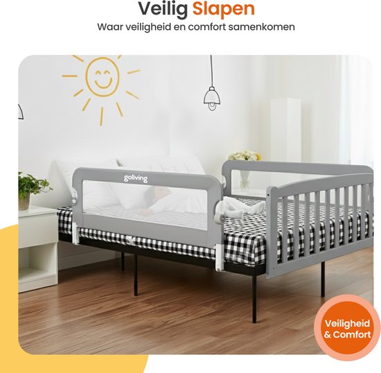 Barrière de lit Goliving - Barrière de lit - Barrière de lit - Barrière de lit pliable - 120 x 45 cm - Gris