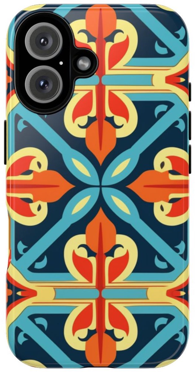 Opvallend Geometrisch Patroon in Heldere Kleuren – Telefoonhoesje Geschikt voor iPhone 16