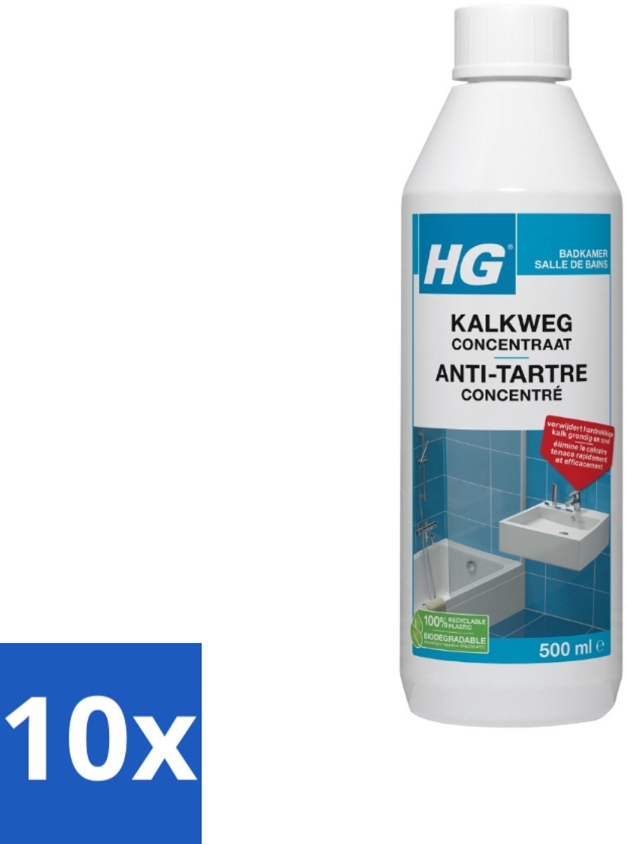 10 x HG - Badkamer - Kalkweg Concentraat - Verwijdert Kalk Grondig - 500 ml - Voordeelverpakking - 10 stuks