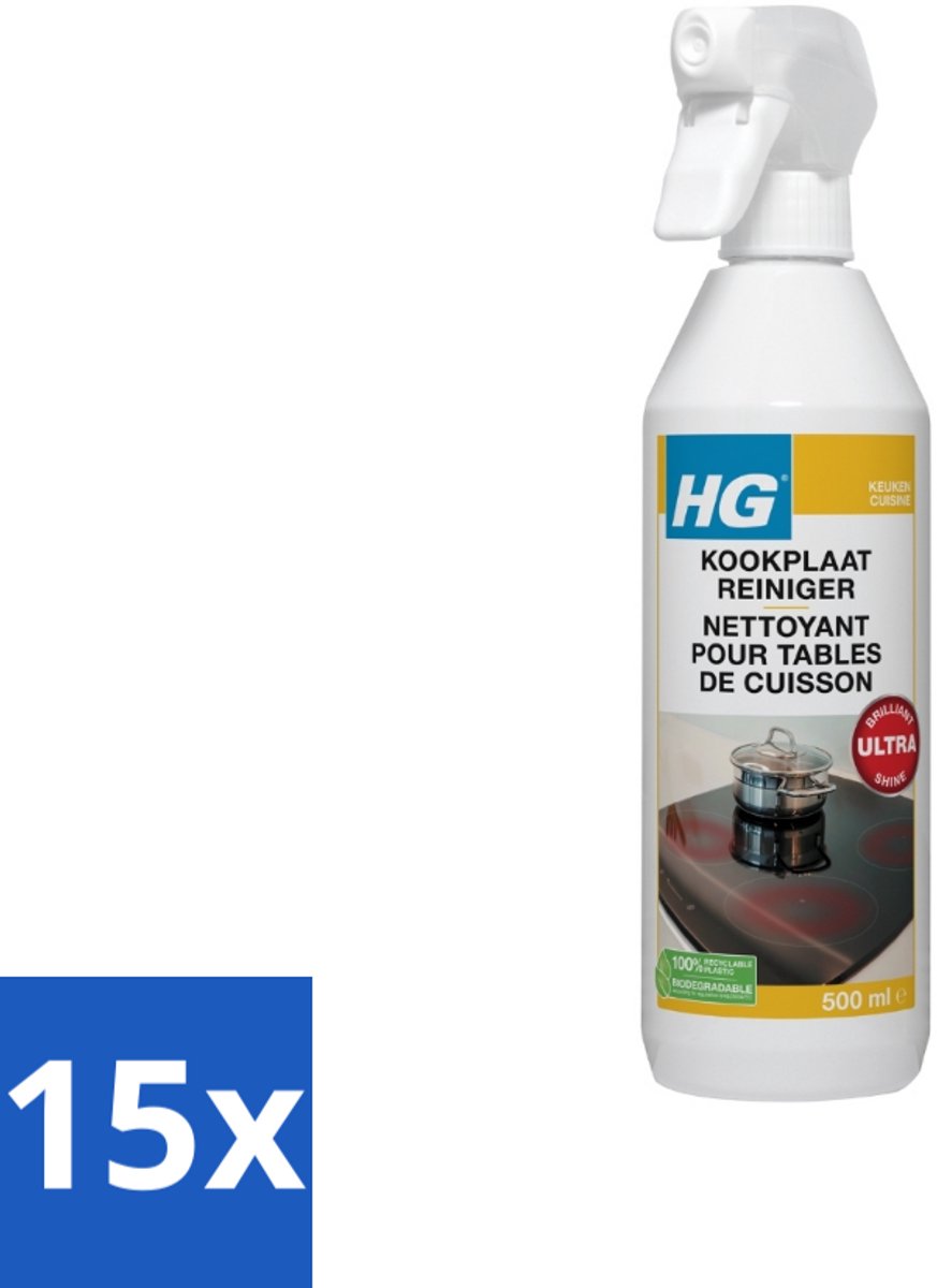 15 x HG Kookplaatreiniger 500 ml - Kookplaat Reinigen - Inductieplaat Reinigen - Keramische Kookplaat Reinigen - Vet Verwijderen - Kalkaanslag Verwijderen